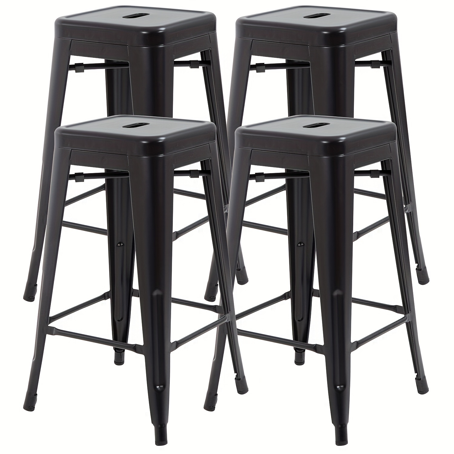 Metal Bar Stools Set of 4 Counter Height Barstool Stackable Barstools 30 Inch Indoor Outdoor Patio Bar Stool Home Kitchen Dining Stool Backless Bar Chair