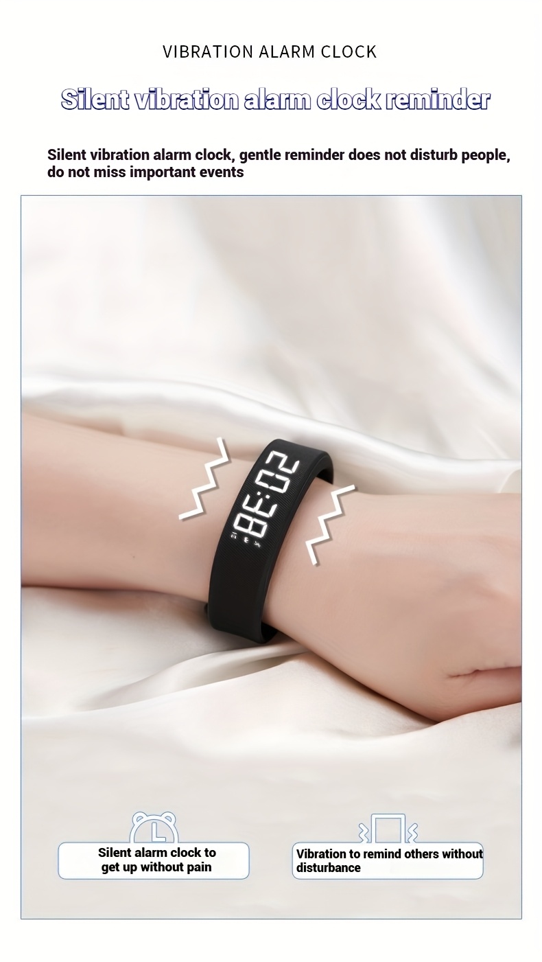 Montre Connectée Mince et Intelligente avec Compteur de Pas, Compteur de Calories & Réveil - Montre Numérique USB pour Étudiants, Podomètre, Chronomètre, Bracelet Souple (Compatible avec /, Non) - Idéale pour le Sport et le Quotidien