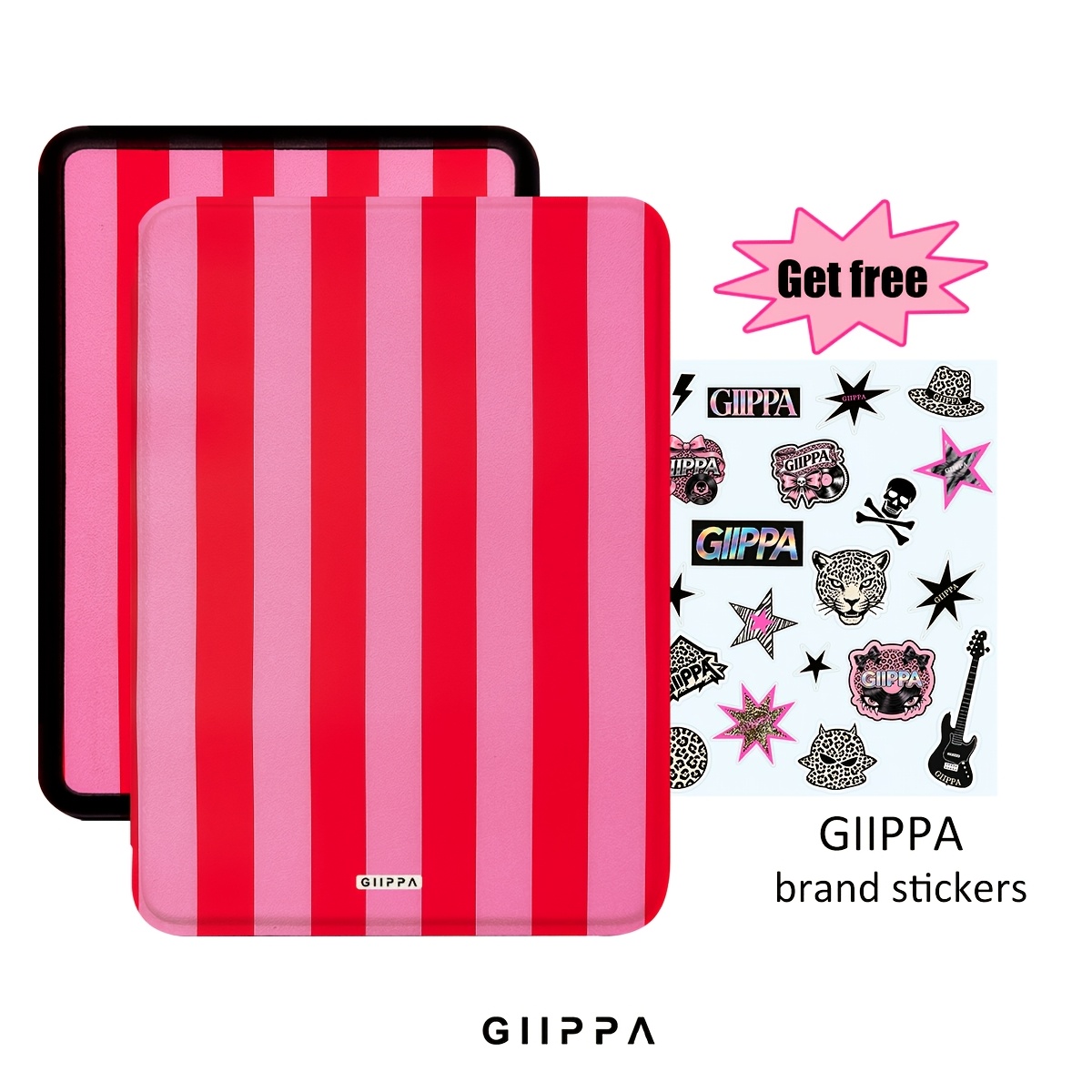 TEMU Red Stripes Slim Lightweight For Case, Book Style Black Soft Tpu, Fits 6-7" Paperwhite 10-12 Gen 2024-2025, Shockproof Cover For Colorsoft Send