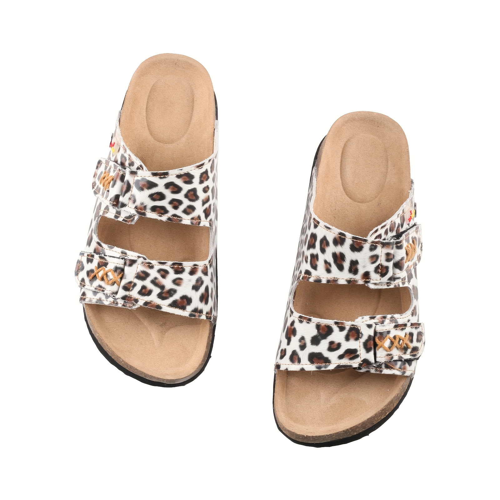 womens leopard print flip flops open toe summer sandals with non   thick platform sole cushioned eva tpr outsole slip on   for women   everyday formal use cute sandals Product details 4