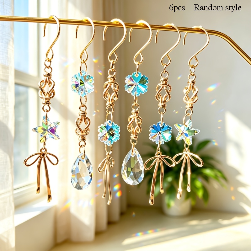 TEMU 6pcs Set Of Sparkling Catchers, Perfect Housewarming Gift, Party Home Outdoor Courtyard Hanging Decor, Garden Light-gathering Ornaments, Styles