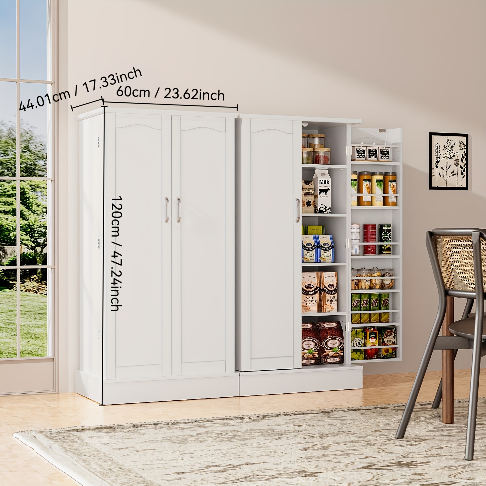 TEMU 47" Freestanding Storage Cabinet With Adjustable Shelves, Multi- Storage With Large Drawer, Versatile Modern Cabinet For Dining Room, Bathroom,