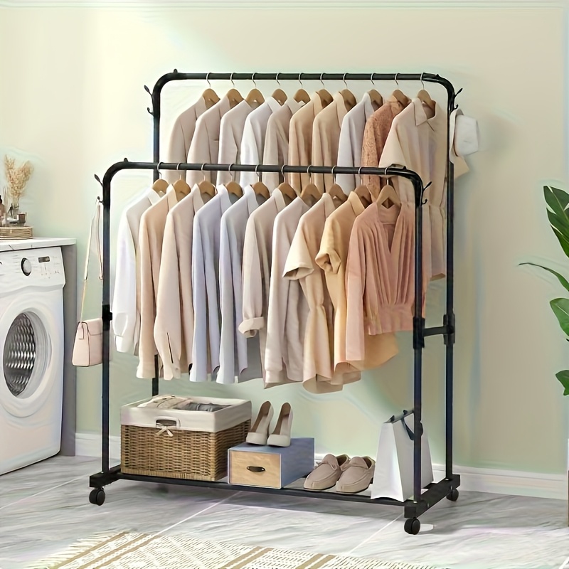 1pc extendable double pole clothes drying rack heavy duty Temu