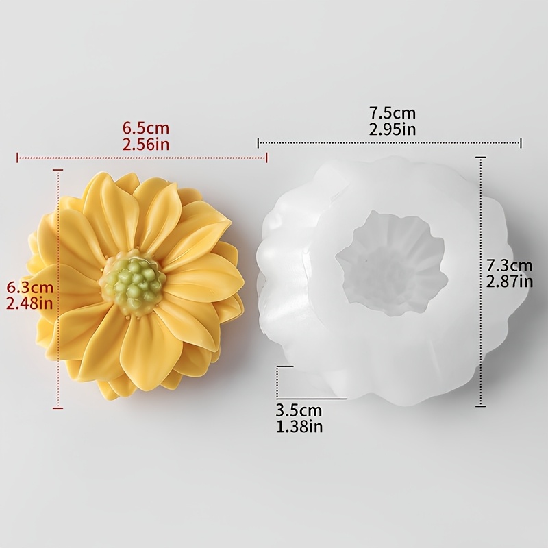 TEMU Moule en silicone pour bougie florale multi-styles, , , marguerite, chrysanthème, moule à fleurs, diffuseur en résine, ornements en et plus