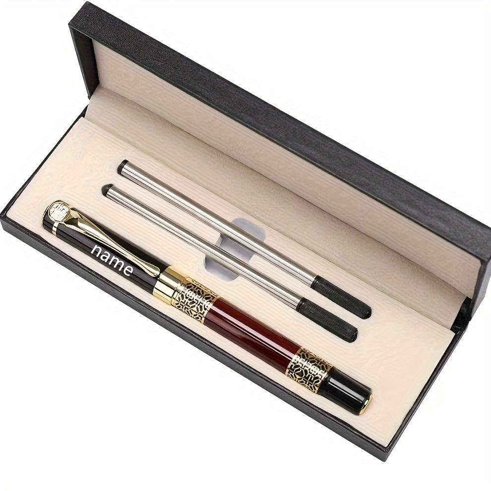 TEMU 1pc Metal Neutral Pen+2pcs Pen Refill+gift Box Set, Ballpoint Pen Personalized High-end Gifts For Men And Women. Festival Gifts, Technology 0.5 Filled