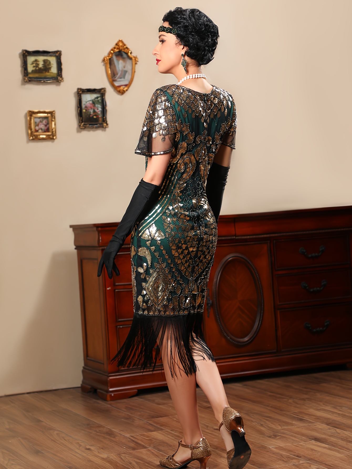 1920s vintage sequin fringe dress beaded fringe cocktail