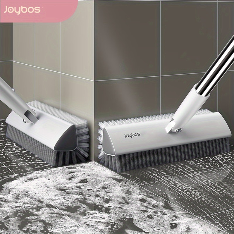 2-in-1 Rotating Cleaning Brush With Long Handle180° Swivel Head & V-shaped Bristles - For Grout Lines Tiles Walls