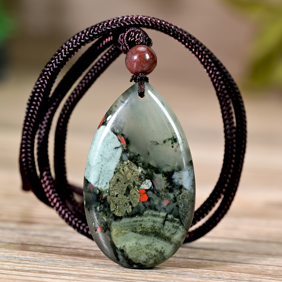 TEMU 1pc Necklace, Bohemian Unisex Retro Natural Stone Long Necklace For Men And Women, Handmade Jewelry For Summer Beach Parties, Mother's Day,