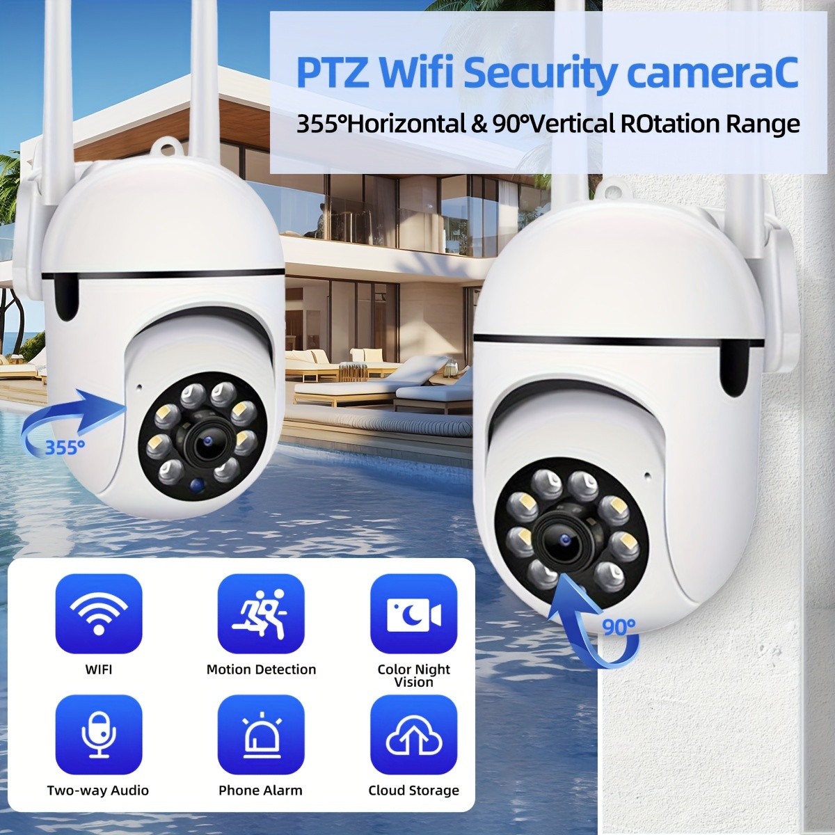 1pc 3mp hd indoor security camera with color night vision two way audio ptz built in light wall hanging wi fi enabled usb powered 1296p video smartphone compatible   homekit ready motion detection tracking details 0