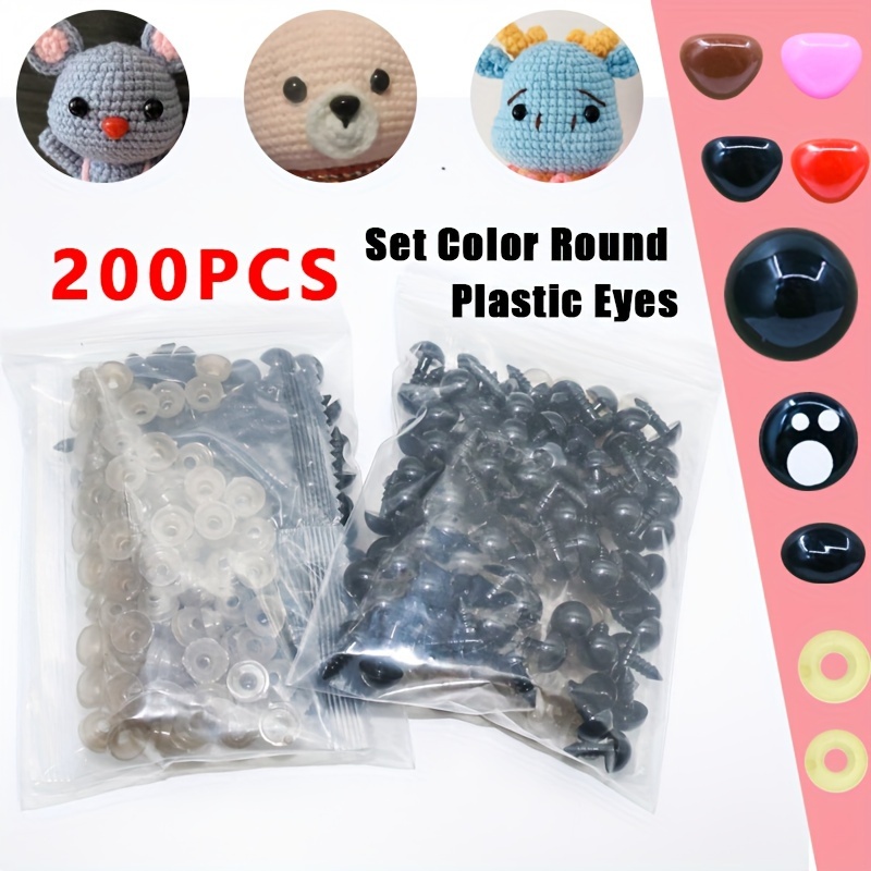 

200pcs Bag Doll Eyes Black Eyes, Safety Eyes And Nose With Washers, Handmade Doll Eyes, For Puppets, Plush Animals And Teddy Bear Making Diy Handmade Crafts