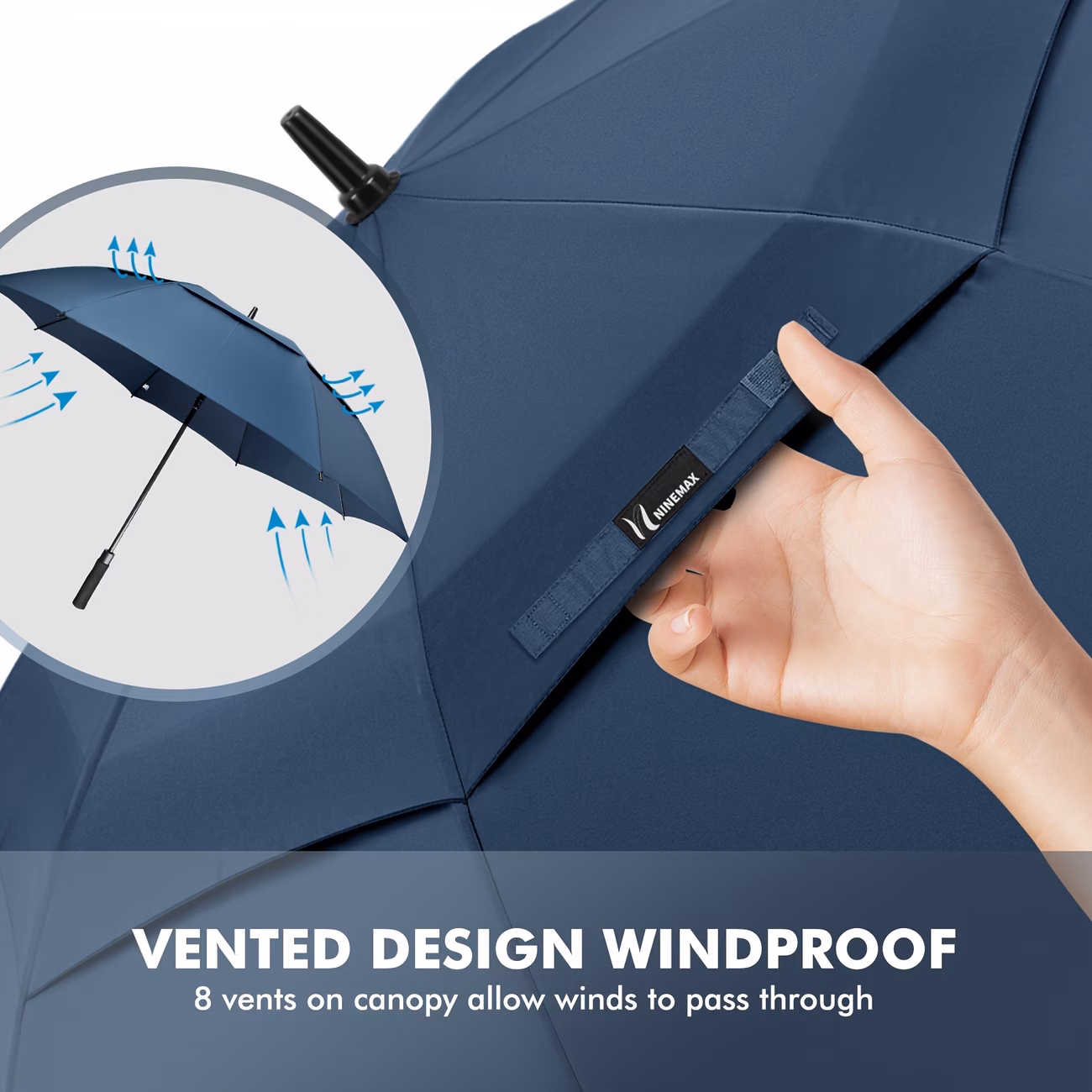 Large Automatic Golf Umbrella | Durable Windproof Double Canopy...