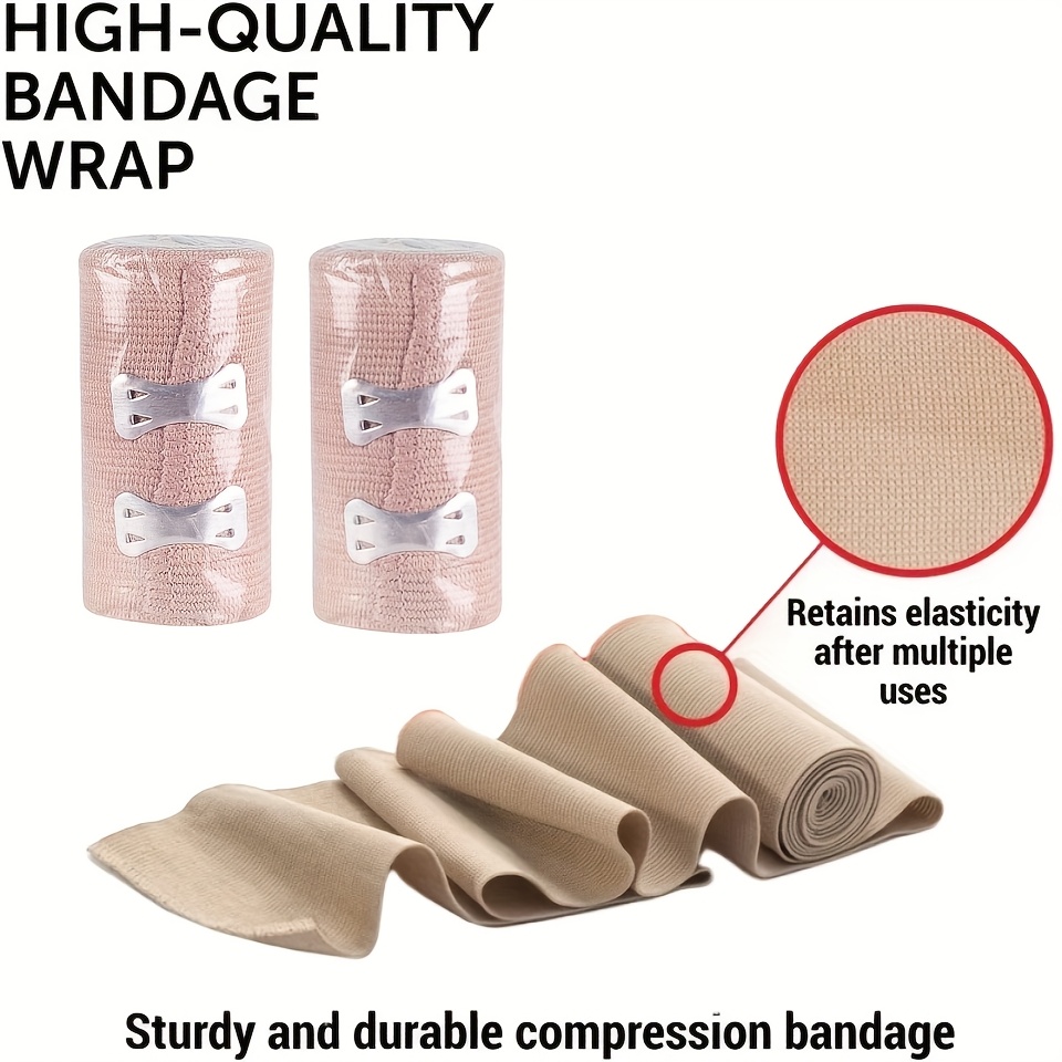 1 roll of sports elastic bandage, reusable multifunctional compression packaging, easy to use, equipped with hooks and buckles, latex free, can stretch up to 15 feet in length