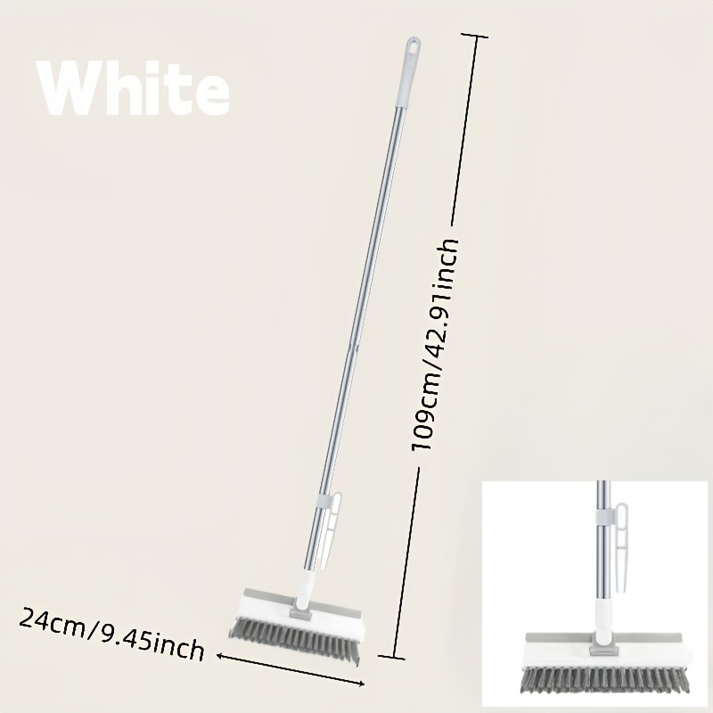 Image of No-electricity Cleaning Kit - Bathroom Kitchen Floor Brush With Stainless Steel Handle Squeegee Scrubber For Tile & Glass Cleaning Tools