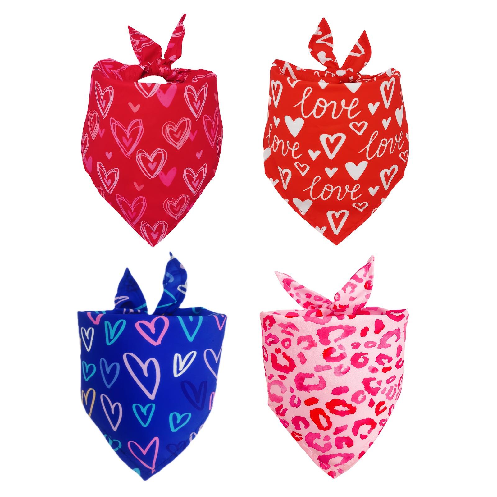 

1pc Valentine's Day Heart Bandana For Dogs, Adjustable & Washable Polyester Pet Scarf, Woven Tether Design For Small To Large Breeds, 100% Polyester Love Pattern Accessory