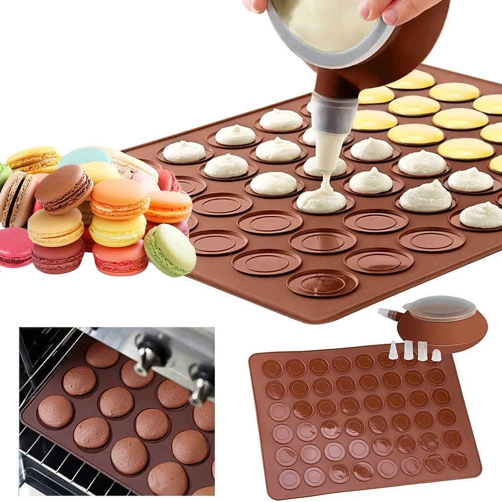 

48 Hole Macarons Silicone Mat Baking Mold Silicone Macaron Kit Pastry Baking Mat And Decorating Piping Pot With 4pcs Nozzles