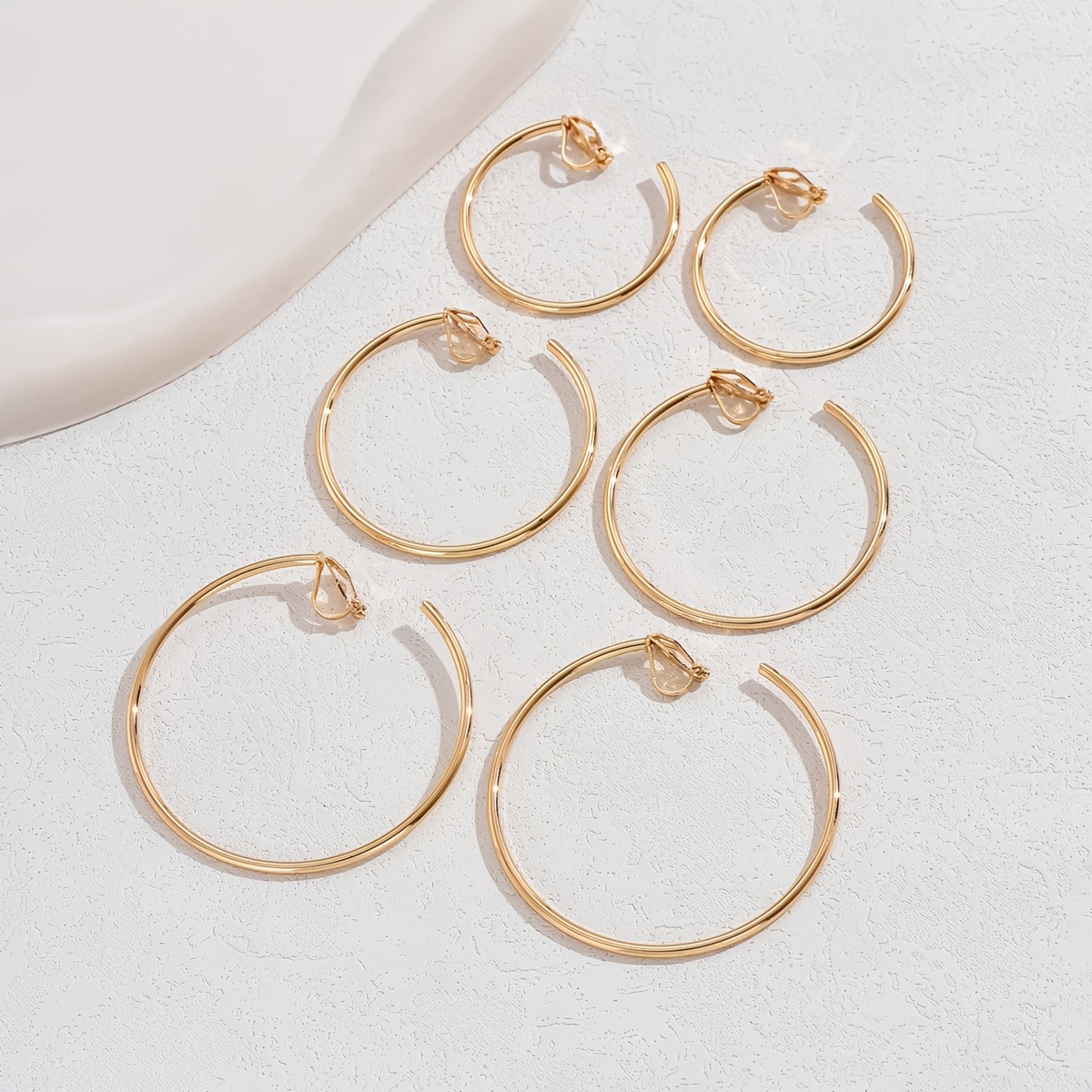 TEMU 3 Pairs Of Fashionable And Easy Metal Earrings, Women' Versatile Dating Party Gathering Holiday Gift, No Pierced Ear Clip Earring Set