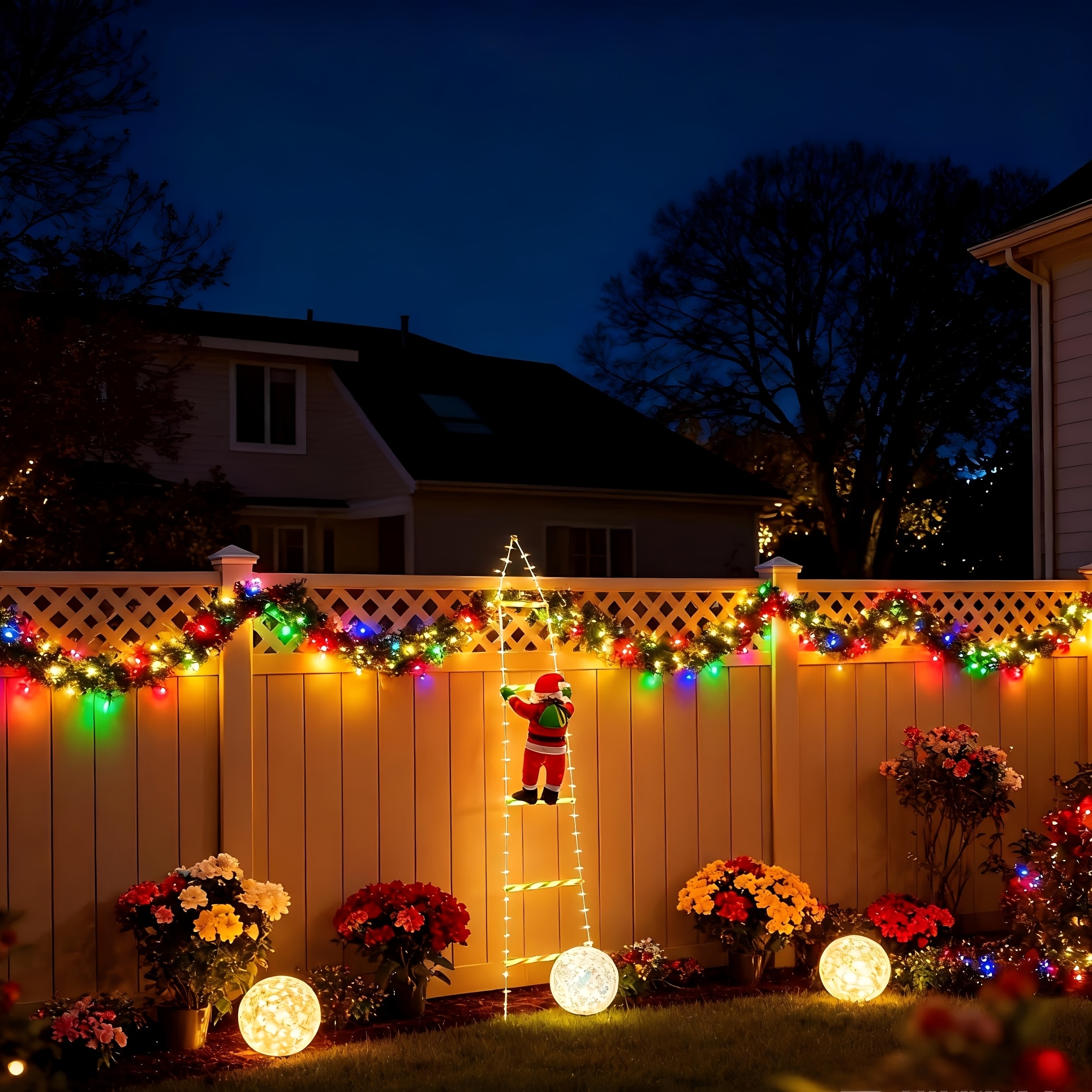 2026 Nieuwe Warm Wit/Kleurrijke Kerstman USB Ladder Verlichting - Afbeelding 3