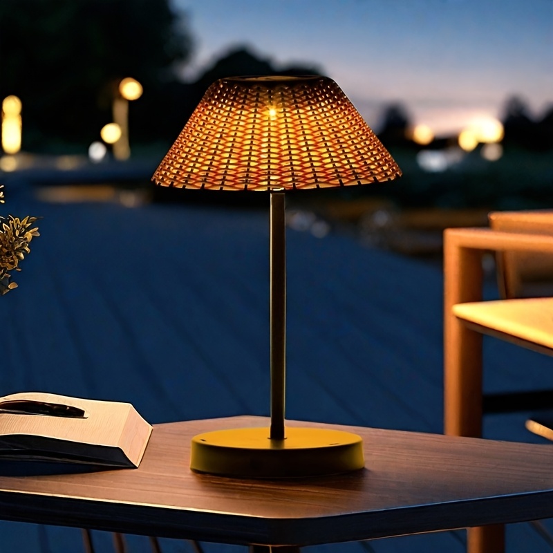 Woven Table Lamp, Solar Outdoor Decoration, Night Light, Tabletop Lighting, Suitable for Garden, Courtyard, Tabletop, Balcony, Patio, Gift for Friends