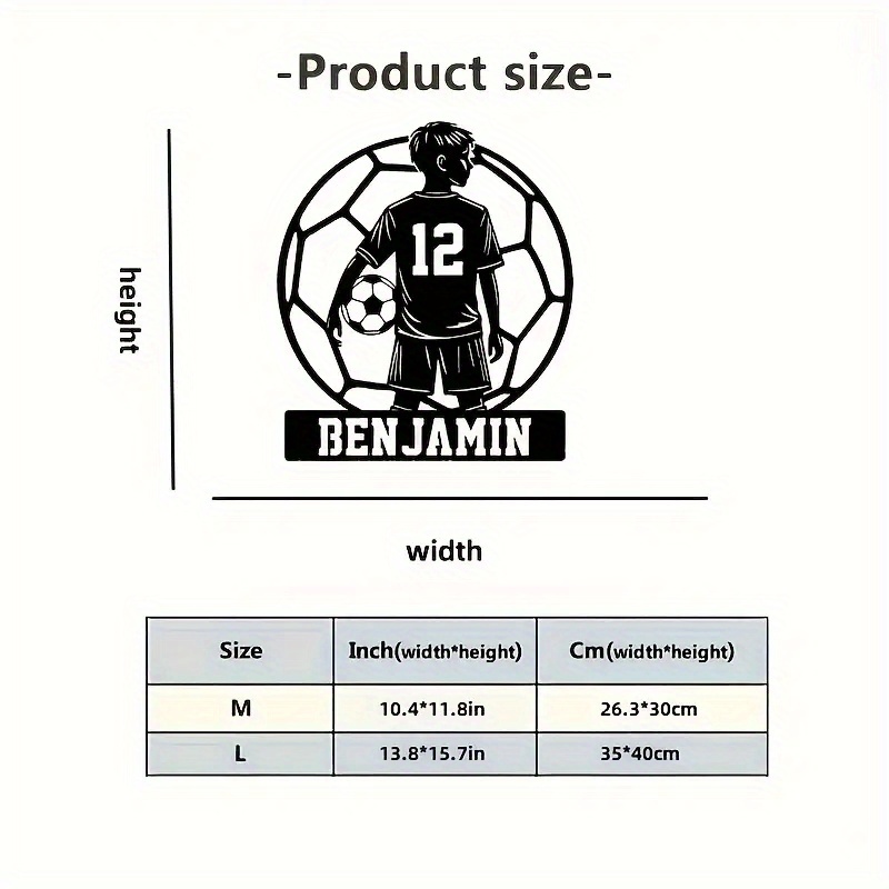 E-shop Anpassbares Fußballspieler-Board aus Metall - Individuelle Nummer und Name, Dekorative Board für Innen- und Außenbereich, Ideales Geschenk für
