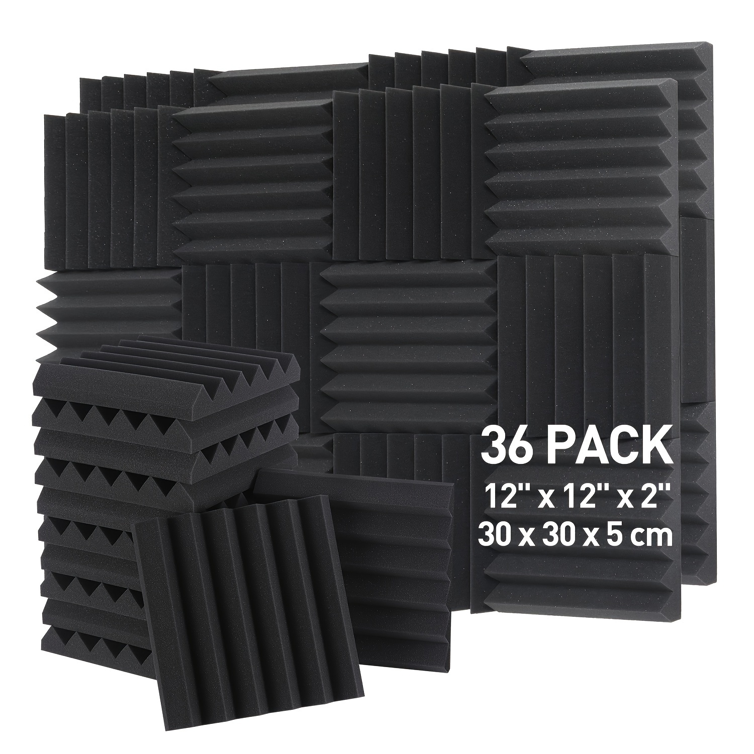 

36pcs Black Sound Proof Panels For Walls, High Density Wedge Acoustic Panels, Fire-retardant Sound Panels For Recording Studio, Office, Music Studio