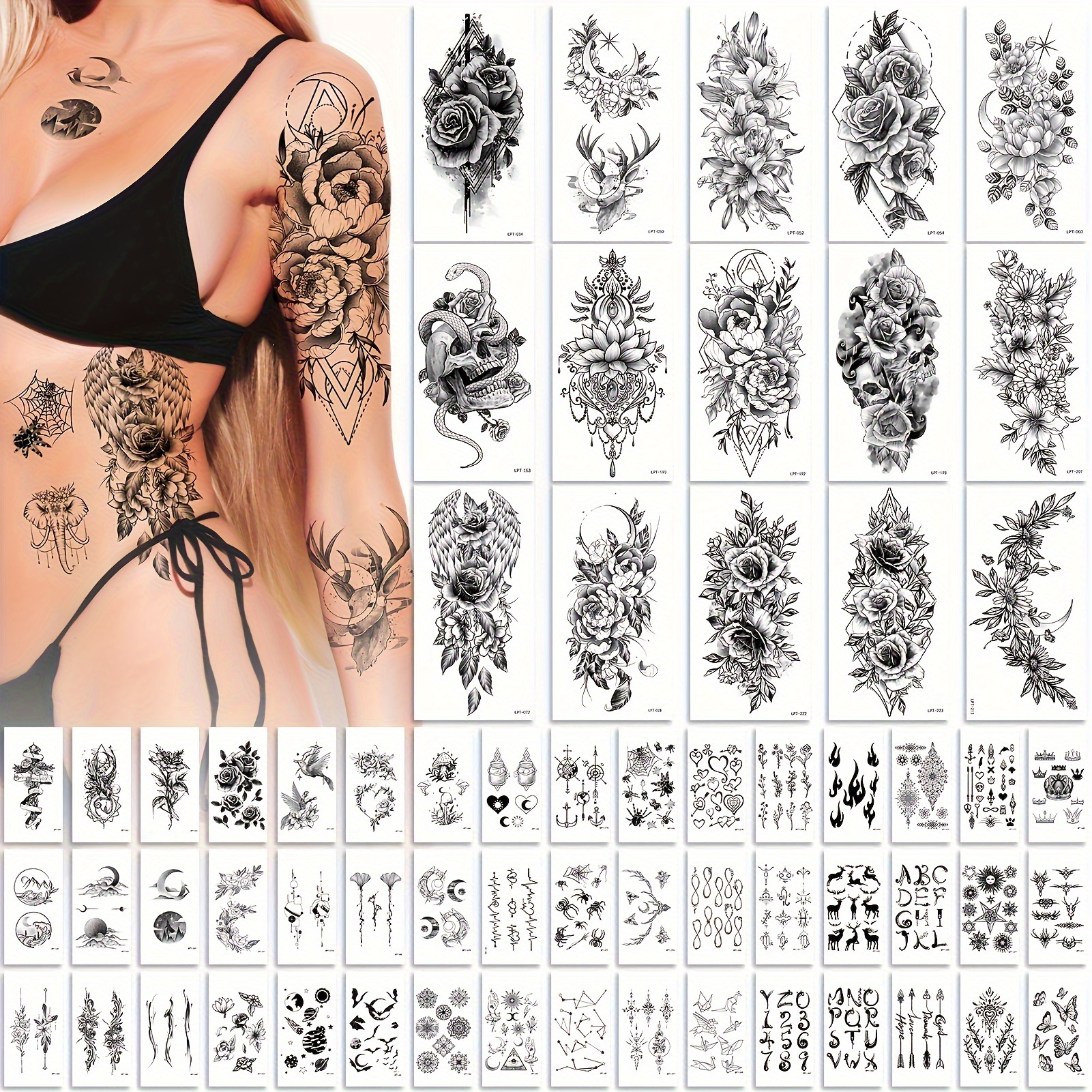 400 Estilos Elegantes (79 Hojas) Tatuajes Temporales - Temu Mexico