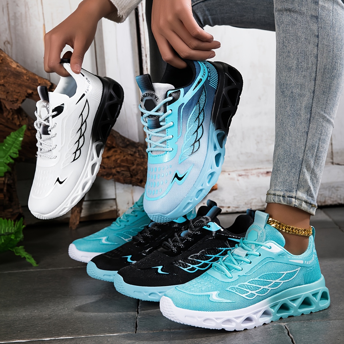 Artikelbild damen plus size (eu 36-45) leichte sneaker mit polsterung – atmungsaktive mesh-sneaker mit schnürung, stabilität & dämpfung, md-sohle für laufen, gehen, stehen – bequeme sportschuhe für casual-look