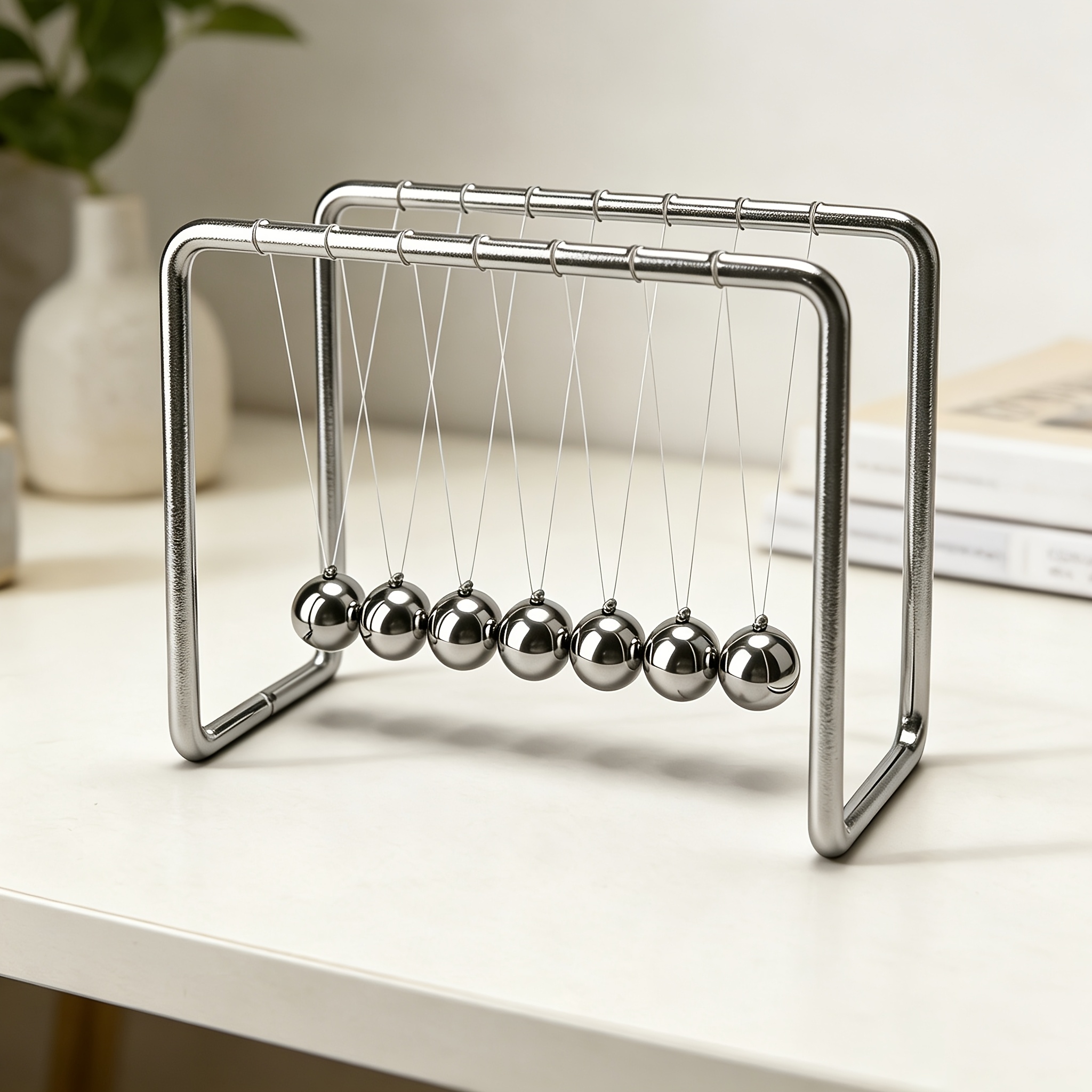 Image of Stainless Steel -ball Cradle; Path Is Ultra-thin Yet . After Cleaning, Balls Can Reach Of Over 40; A Very Interesting Desktop Ornament.