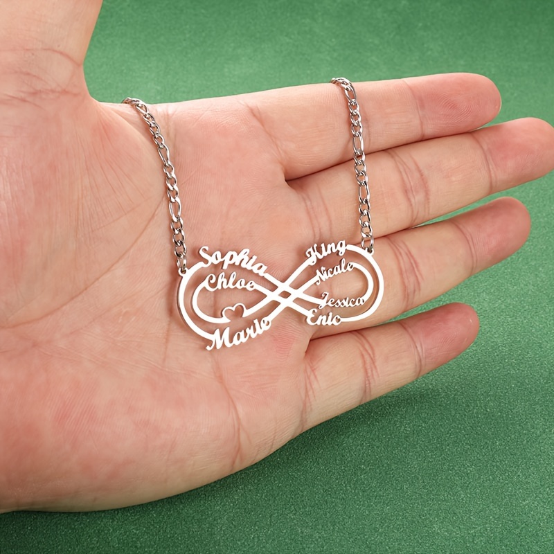 TEMU Up To 8 Names Infinity Name Necklace Personalized, Custom Heart Family Necklace,custom Made Pendant Necklace