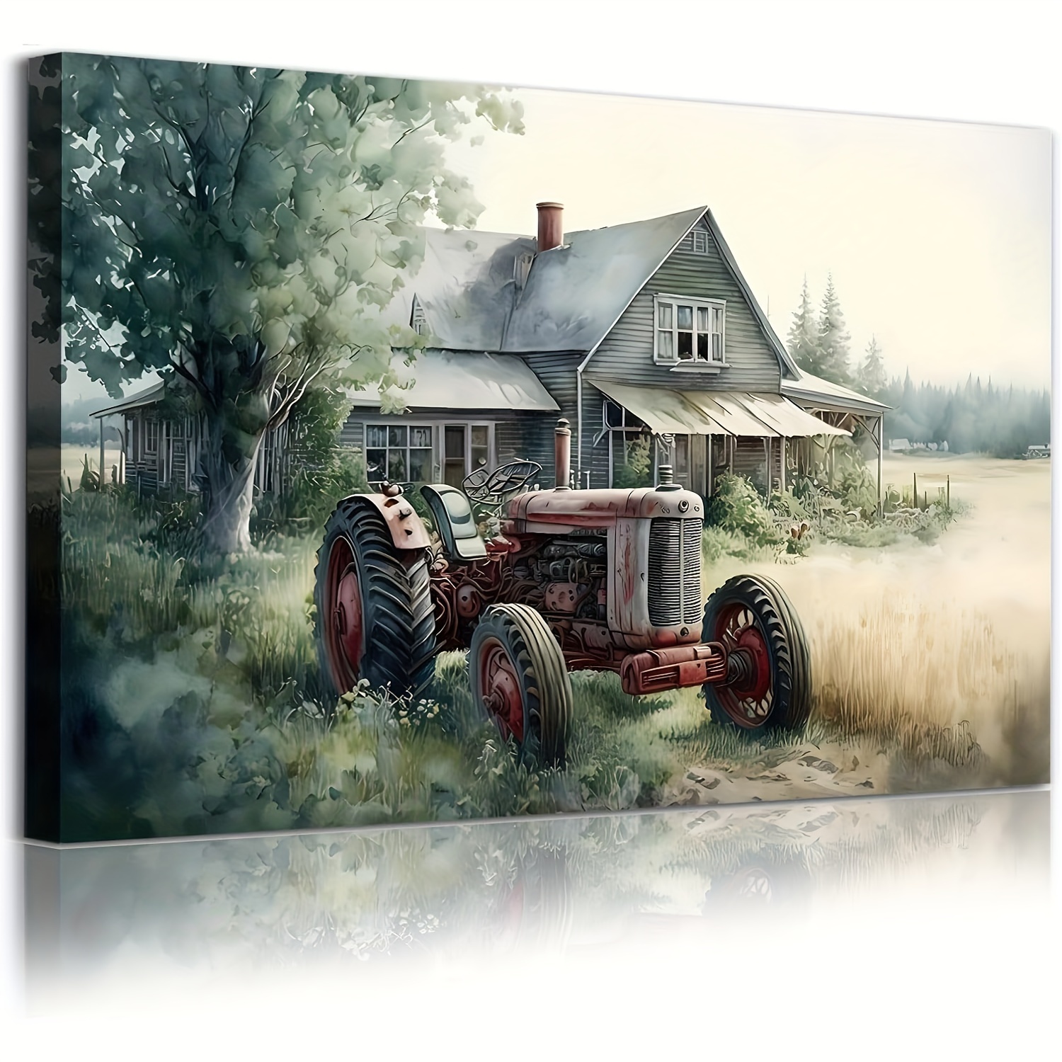 

1pc, Farmhouse Country Old Barn Poster Farm Tractor Canvas Painting Wall Art Villa Country Landscape Picture Farmhouse Art Wall Vintage Landscape Poster 12×18in/no Frame Inch No Frame