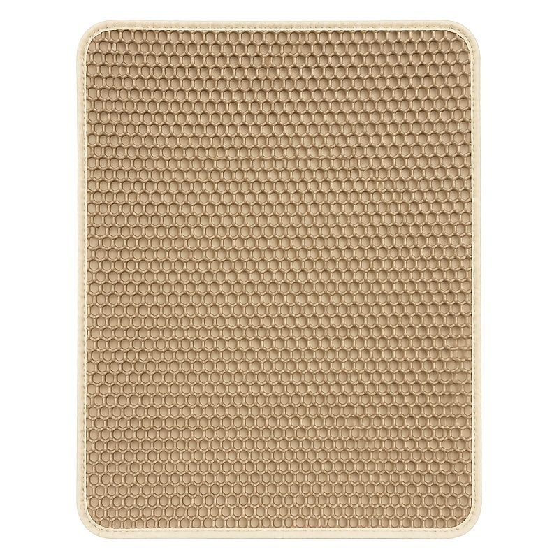 TEMU Cat Litter Mat, Double-layer Honeycomb Design Mat With Large Aperture For Litter Recycling, Urine Proof Litter Box Mat, Full Coverage Pad, Khaki