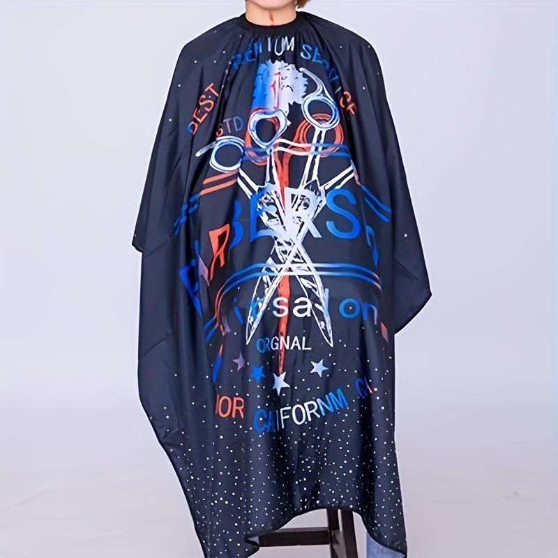 

1pc Professional Barber's Hair Cutting Cape - Polyester, Anti-static, Apron With Stylish Salon-themed Design, Ideal For Adults