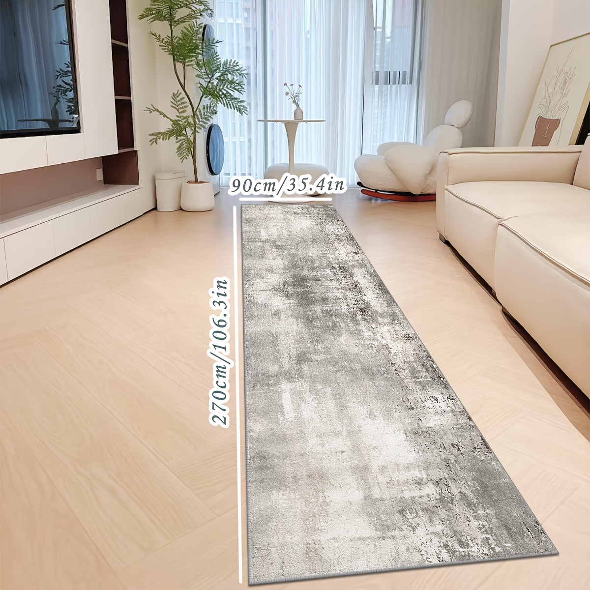 TEMU Golden Diamond Velvet Rug, 1pc, Gray, Abstract Vintage Texture Pattern, Long Strip Rug For Indoor/outdoor Use, Soft, Comfortable, Exquisite