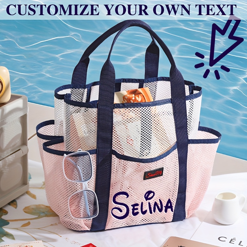 text beach tote bag featuring an extra large Temu Bahrain