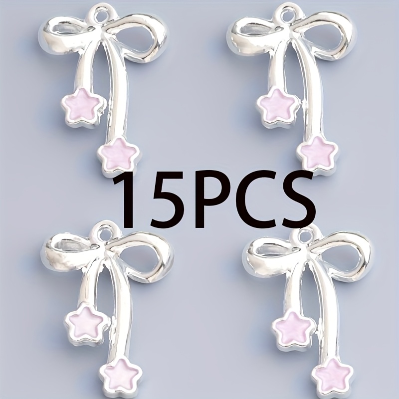 TEMU 15pcs Drip Bow Pendants Color Random Alloy Charm Bow Pendants Suitable For Jewelry Necklaces, Bracelets, Earrings, Hair Additions Wallet