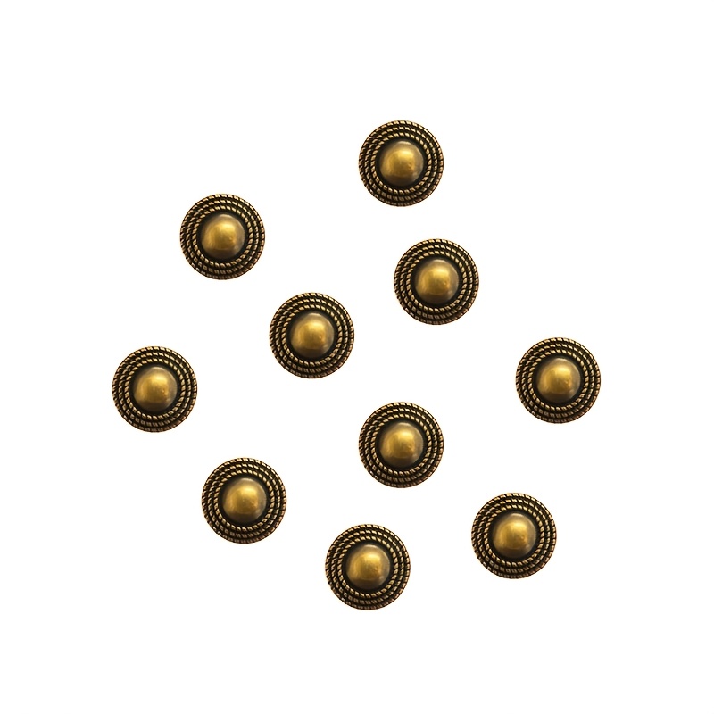 TEMU 10pcs/pack, Antique Golden Striped Round Metal Buttons, Classic Elegant Style For Women's Tops, Shirts, Knit Sweaters, Denim, Suits, Trench
