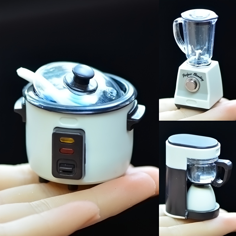 

1 Set Miniature Dollhouse Accessories, 1:12 Scale Simulation Rice Cooker, Juicer, And Coffee Machine, Plastic Decorative Mini Sculptures For Home And Desktop Display