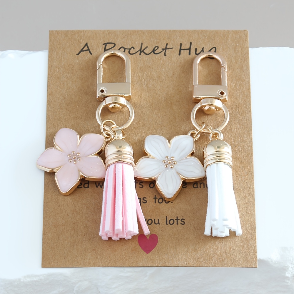 1/2pcs Flower Tassel Keychain Bag Pendant, Backpack Ornament, Car Key Accessory, Best Gift For , Card Packaging