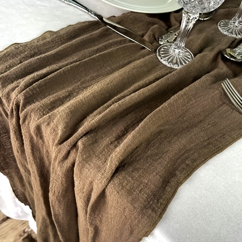 Image of 1pc Of Bohemian Tablecloth Table Runner, Decorated With Transparent Dining Table, Suitable For Gift Parties