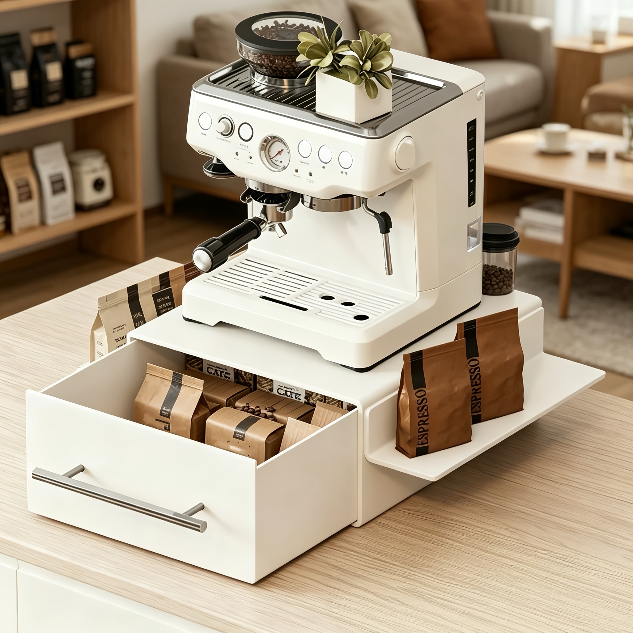 1pc Coffee Machine Capsule Coffee Practical Shelf With Magnetic Shelf, Can Store Coffee Capsules And Coffee Machines, , Beautiful Design (black, White)