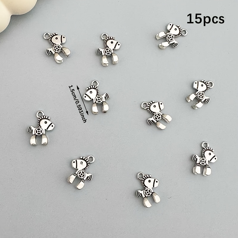 Image of 15pcs Cute Pony Charms Romantic Silvery Color Pendants For Diy Handmade Making Jewelry Findings