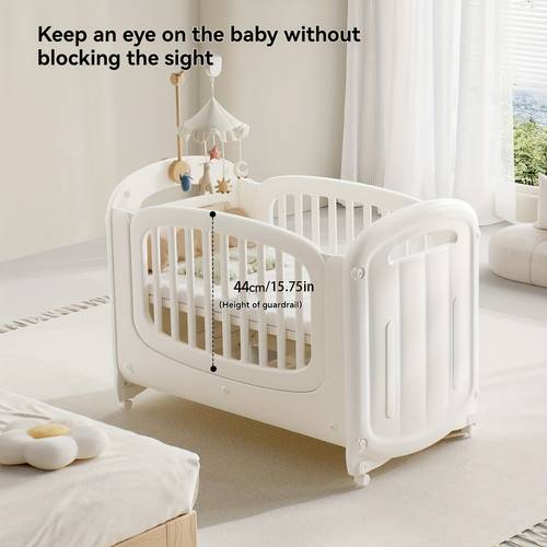 movable crib newborn baby bed portable multi functional beige easy to assemble suitable for bedroom living room and kitchen use
