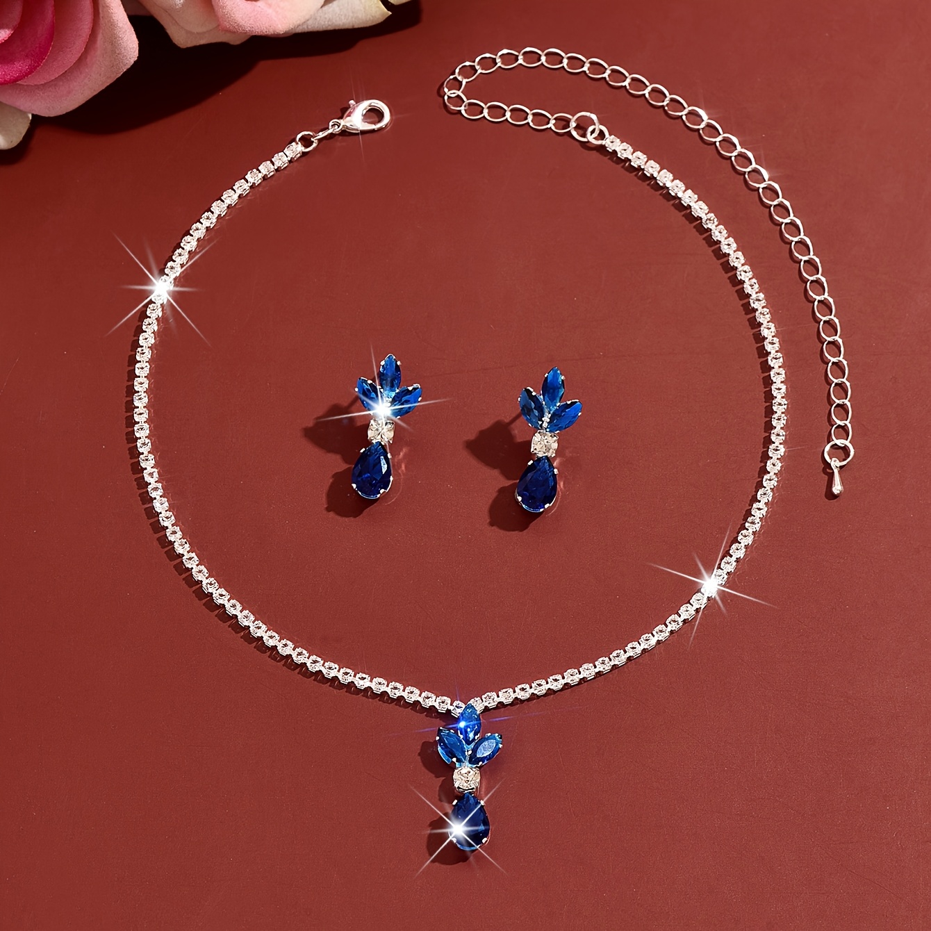 Floral Leaf Waterdrop Jewelry Set, Exquisite Design