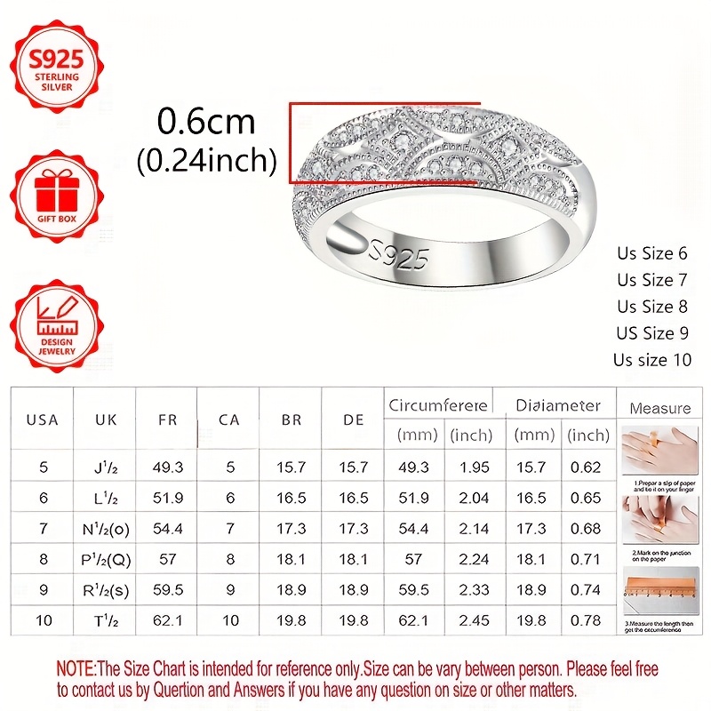 925 Silver Women's Ring with Cubic Zirconia Inlay Band
