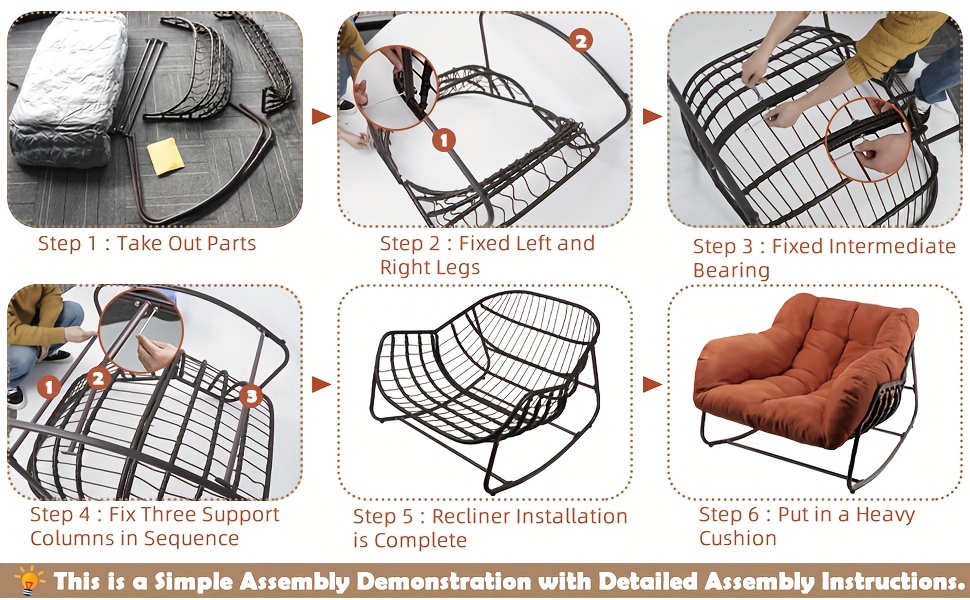 comfortable Outdoor Papasan Rocking Chair Wicker Papasan Patio with Cushion And Pillow, Large Papasan Rocker Egg Chair for Garden And Patio 16 Outdoor Papasan Rocking Chair, Wicker Papasan Patio with Cushion And Pillow, Large Papasan Rocker Egg Chair for Garden And Patio