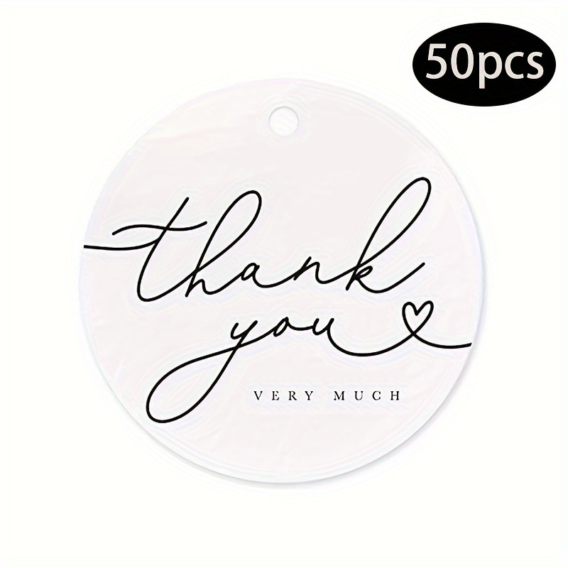 

50pcs Thank You Gift Tags With Ribbon - Round Appreciation Card Labels For Birthday Party Favors And Candy Boxes