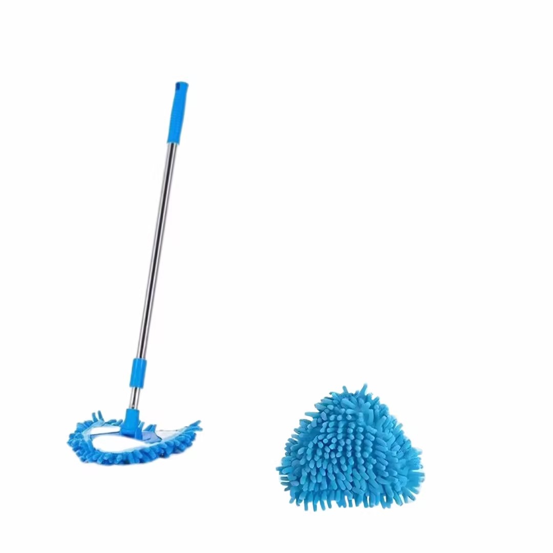 TEMU 2pcs Set (triangle Mop And Replacement Head) 360-degree Rotatable Triangle Mop, Multifunctional Adjustable Telescopic Handle, Easily Cleans