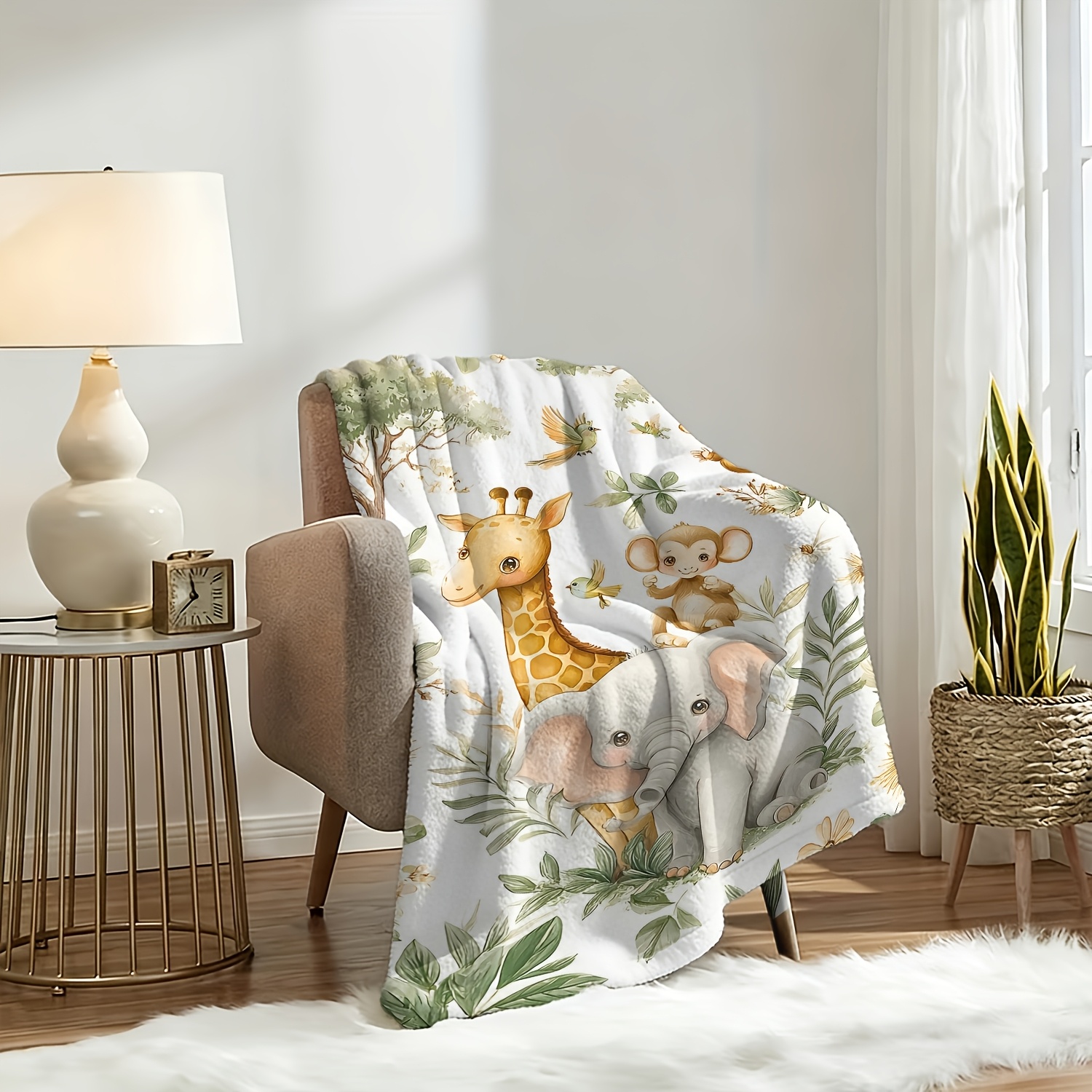 TEMU 1pc Forest Frolic In Flowers Soft And Cozy Blanket, Travel, Bedroom, Camping, Sofa, Bed, Office Decoration, Gift For