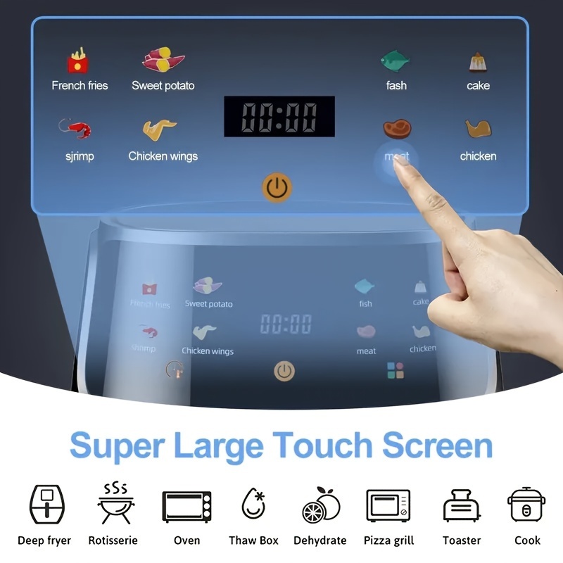 1개 6l 에어프라이어 - 투명 뷰 창 & 프로그램 기능, 크리스피 라이트 베이지 기술, 브로일, 로스트, 탈수, 베이크, 리히트 기능 - 세련된 블랙 컴팩트 디자인, 다용도 주방 가전, 디지털 컨트롤 패널, 내구성 있는 주방 도구 세부 정보 5