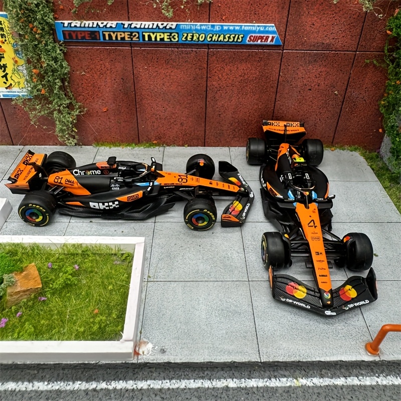 2025 F1 McLaren Team MCL39 #4 and #81 Alloy Car Diecast Model | Zinc Alloy, Mixed Color, Weather Resistant, Push-Powered, Burago Brand