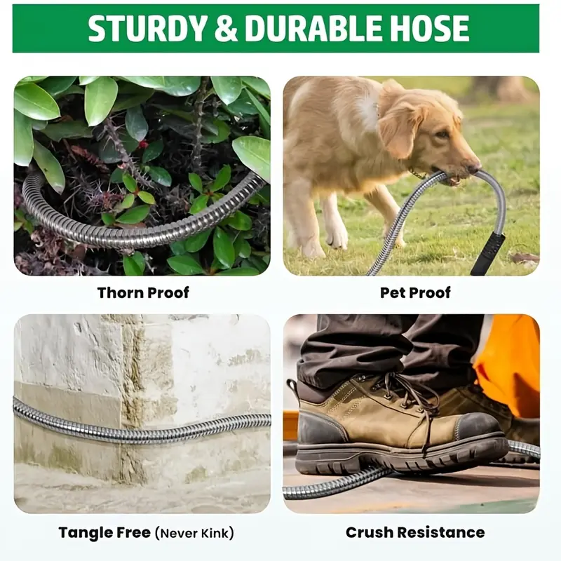 1pc pro 75ft expandable garden hose 3 4 heavy duty stainless coil with 10 function spray nozzle flexible kink free puncture resistant Product details 2